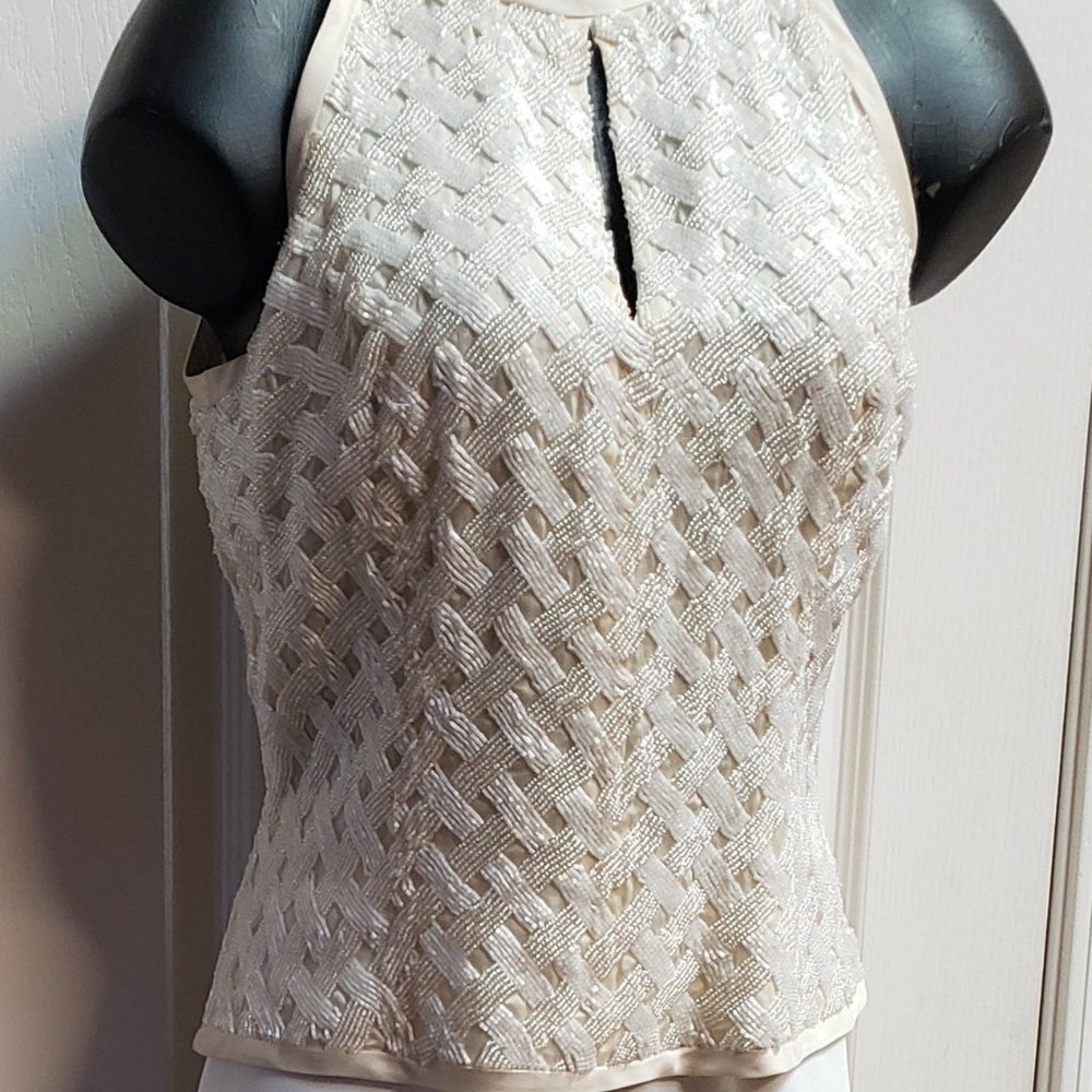 Wedding Season!! Rare - NWT Designer Carmen Marc Valvo 2-piece silk/beaded